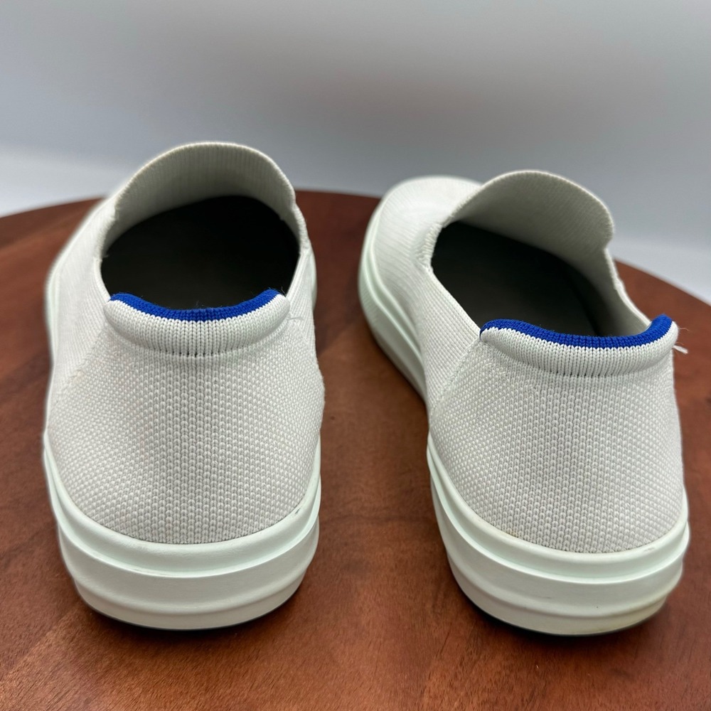 Rothy's The City Slip On Sneaker Womens 9.5 White Blue Trim Knit Classic Comfort - Picture 7 of 15